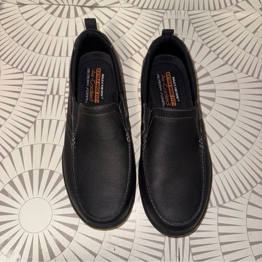 Skechers Men's Harper Forde Black Slip-On Shoes 10 Extra Wide Fit Memory‎ Foam
